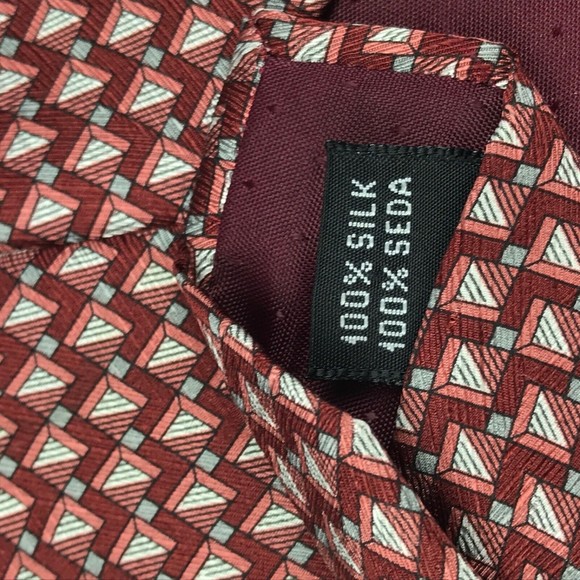 STAFFORD EXECUTIVE Men's Tie Silk Red Gray Elegant Necktie Geometric ITALY - Picture 6 of 9
